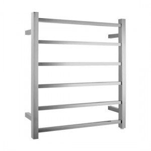 Aqua Brushed Nickel Square 6 Bars Heated Towel Rail